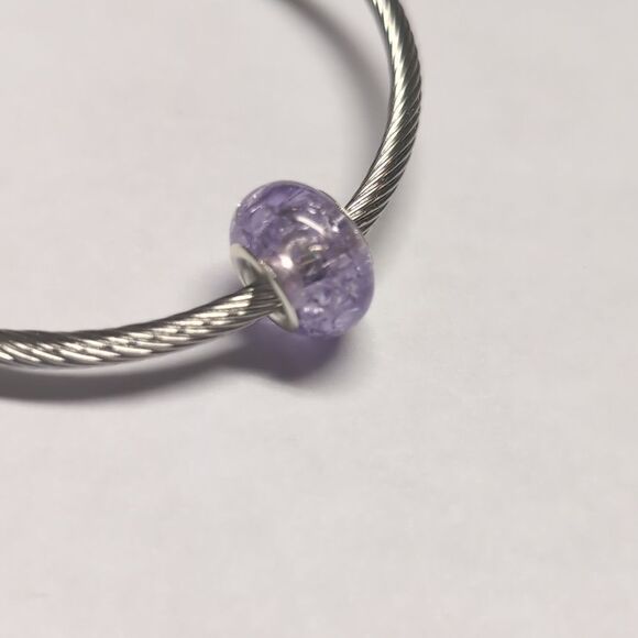 Purple "Crushed Glass" Charm for Pandora Style Bracelet - Picture 4 of 4